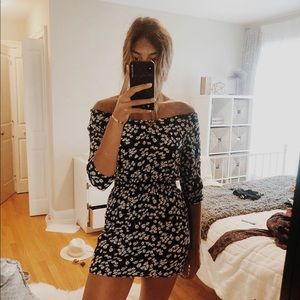 Hollister Navy Floral off the shoulder Dress